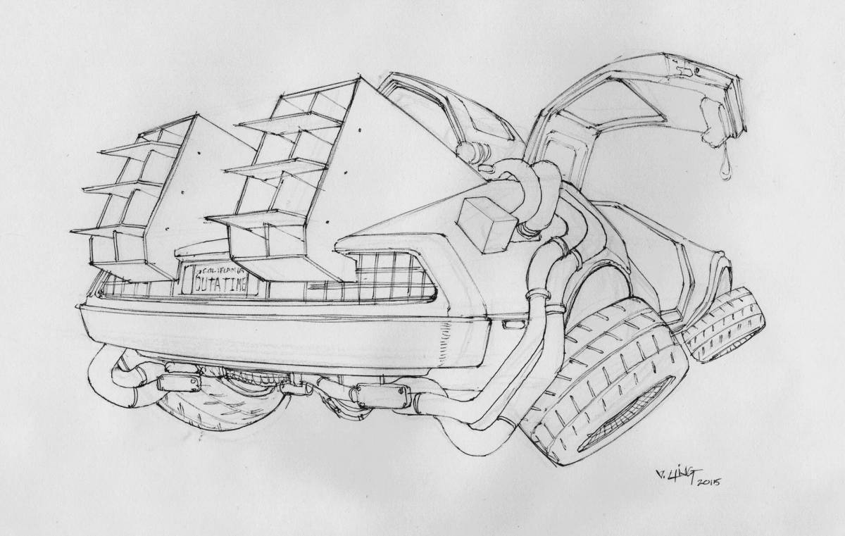 Exciting coloring delorian machine