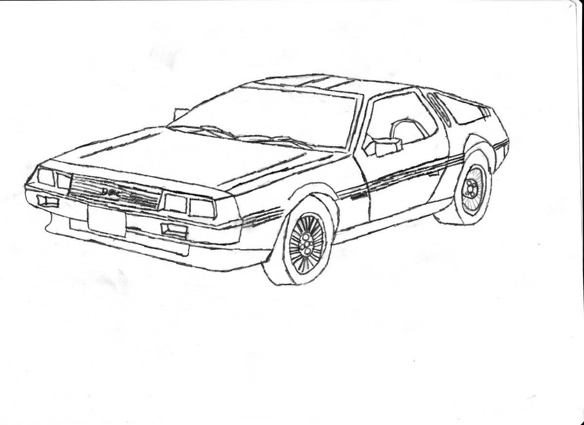 Wonderful delorian machine coloring page