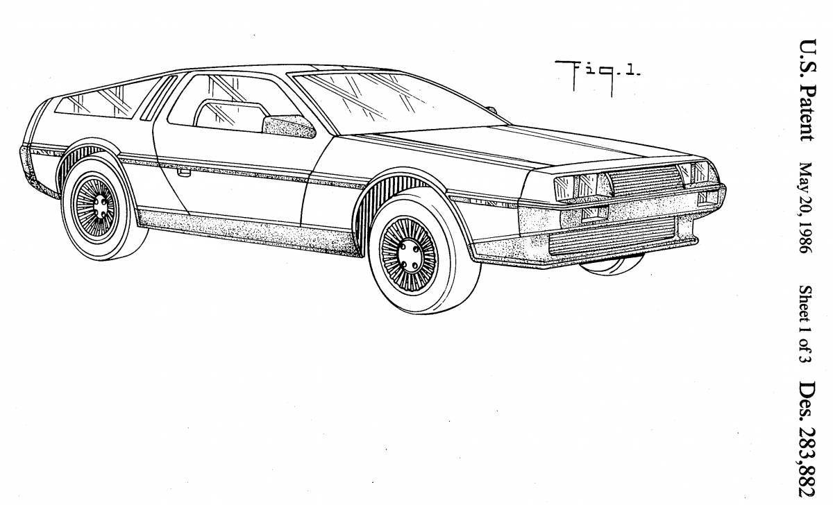 Cute DeLorean car coloring book