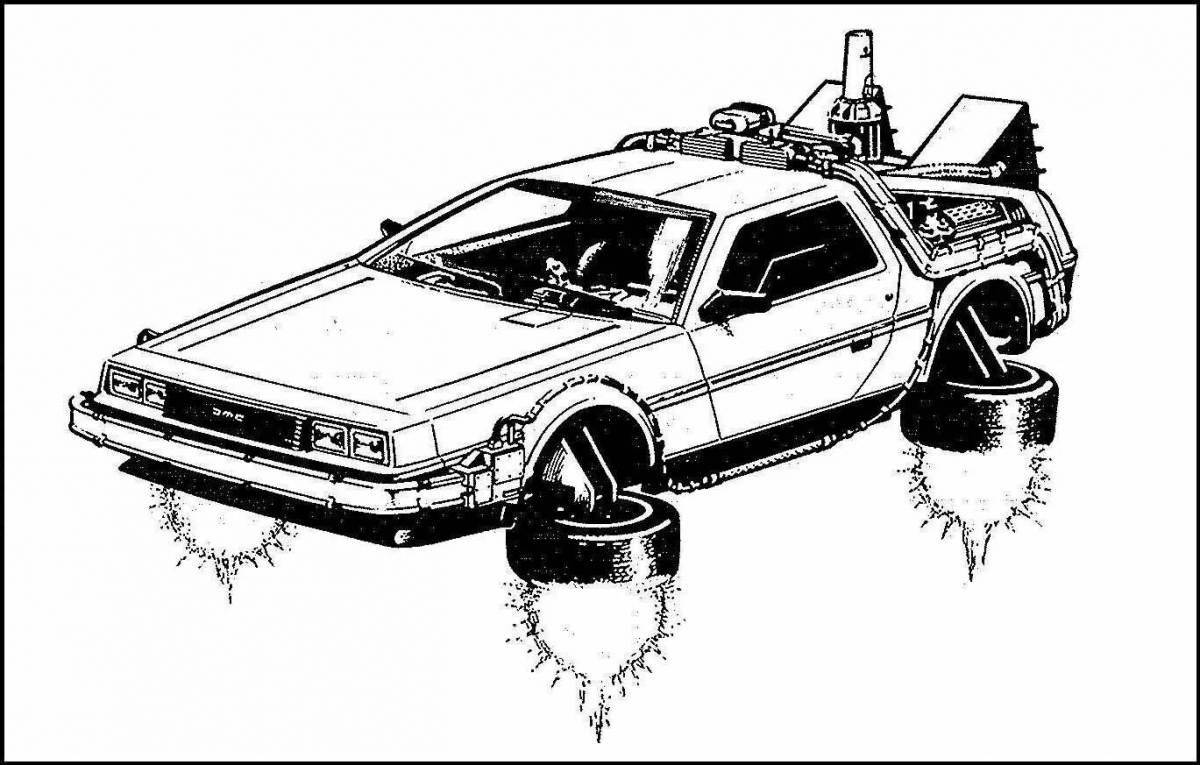 Unique delorian machine coloring page