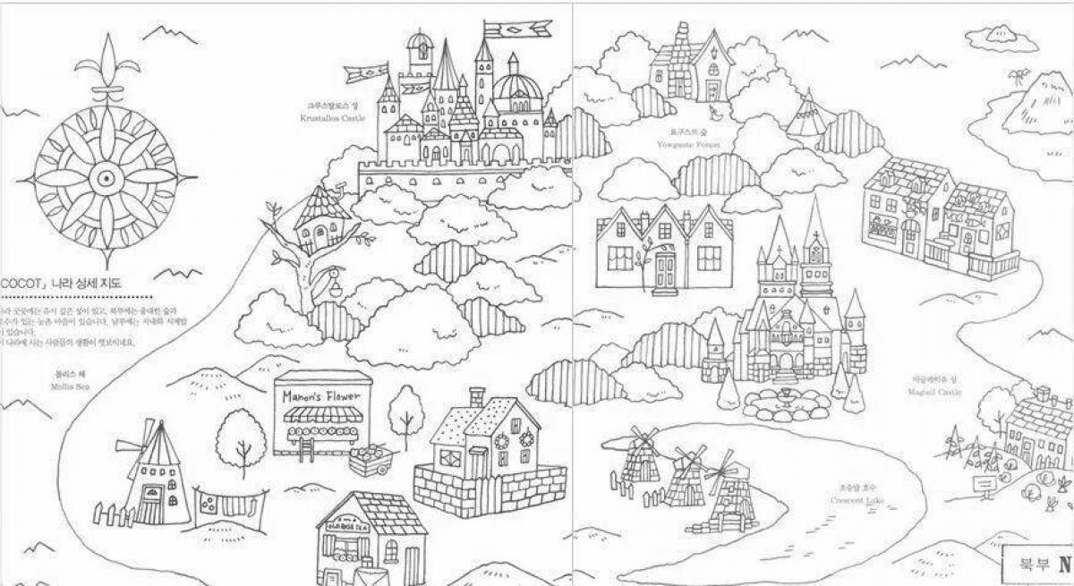 Bright city map coloring page