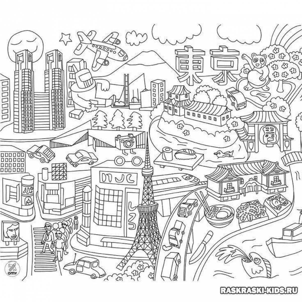 Fine city map coloring page
