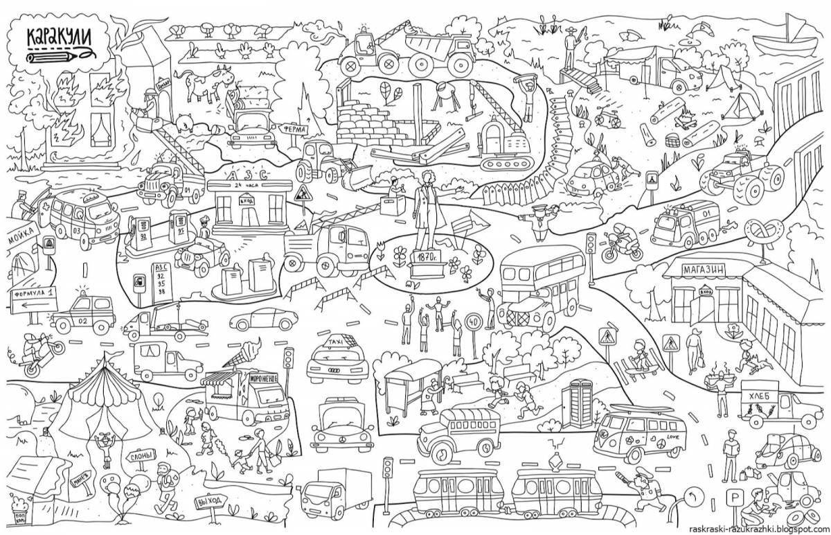 Восхитительная страница раскраски карты города