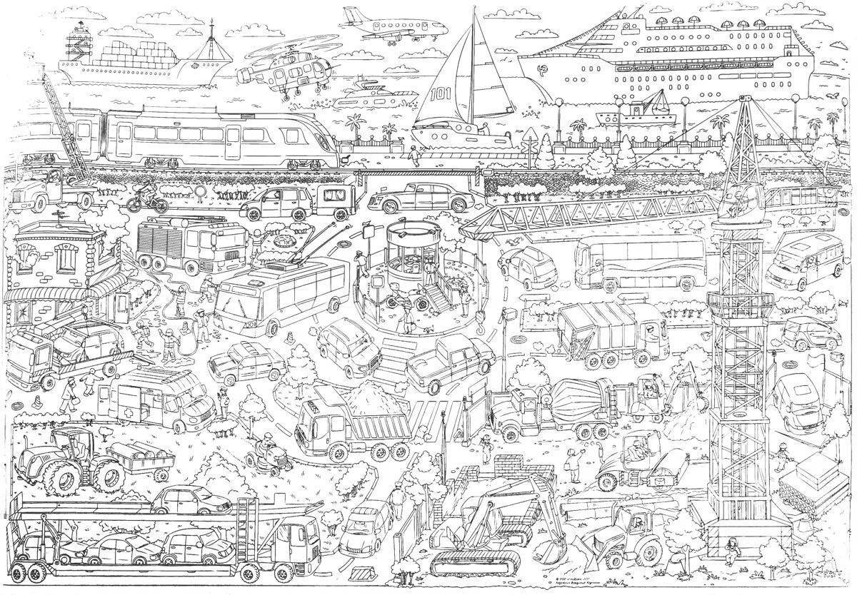 Awesome city map coloring page