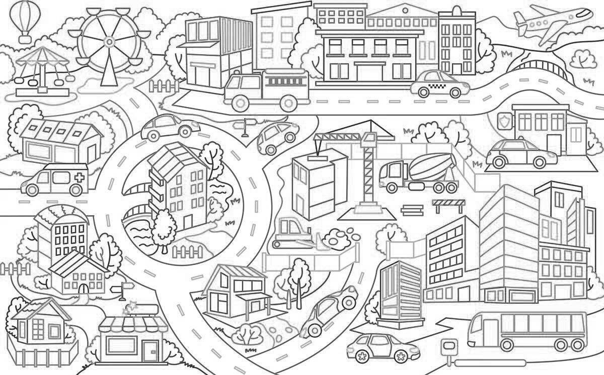 Attractive city map for coloring