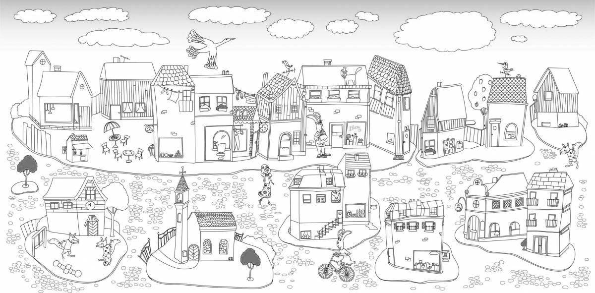 Привлекательная страница раскраски карты города