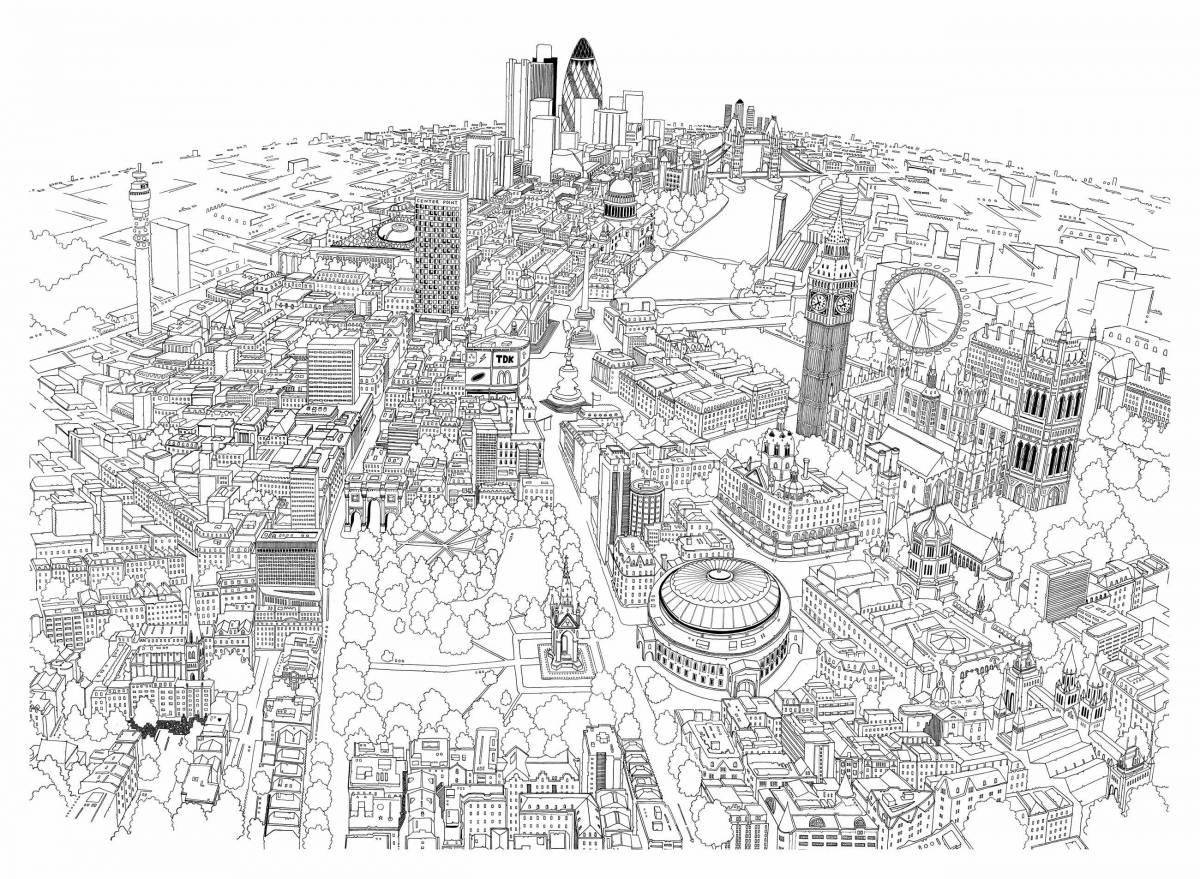 Раскраска креативная карта города