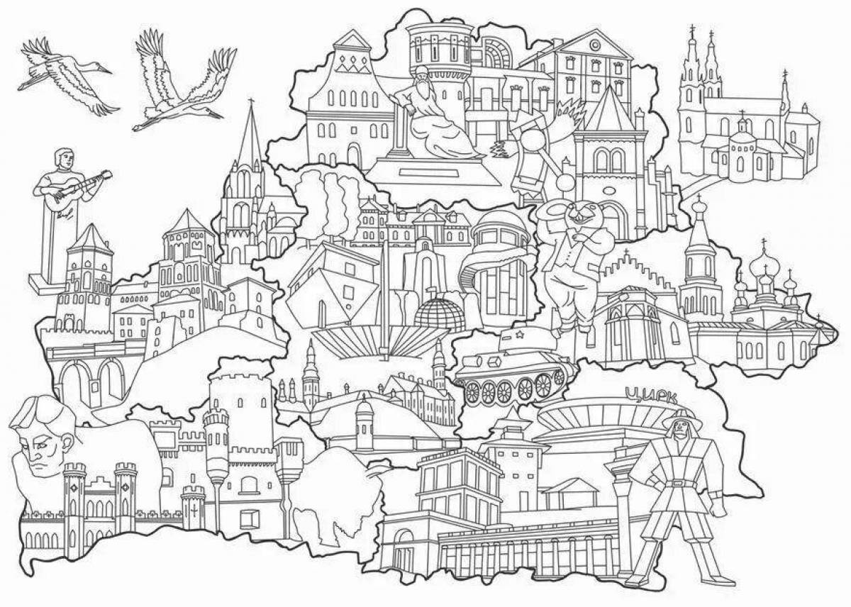 Unique city map coloring page