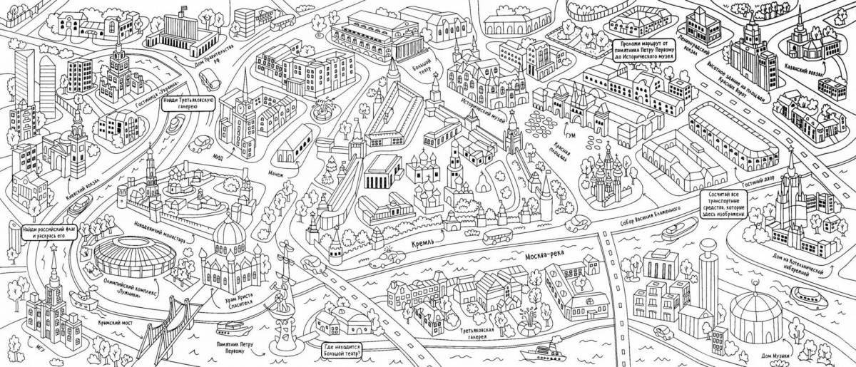 Интересная страница раскраски карты города