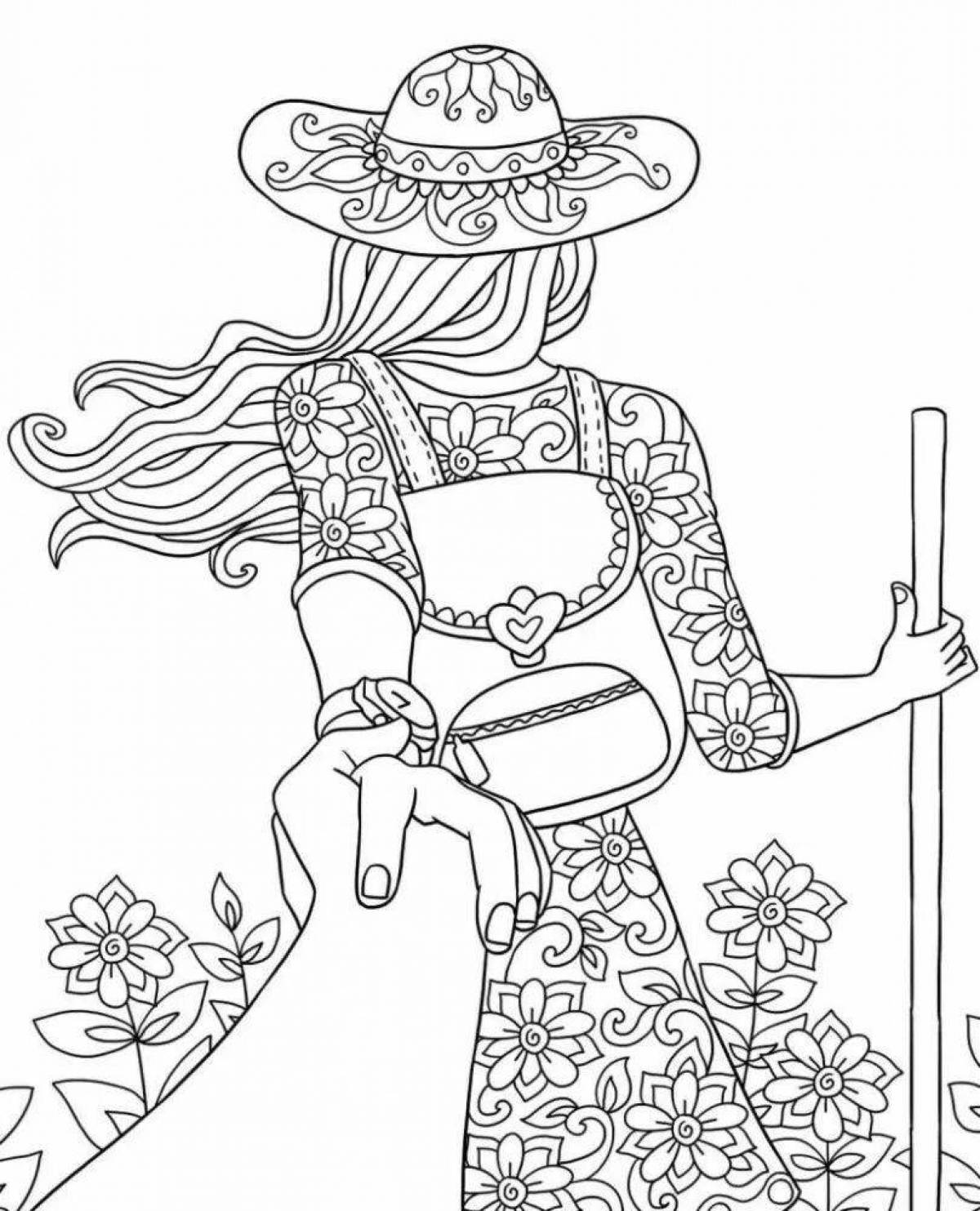 Coloring page stylish fashion girls