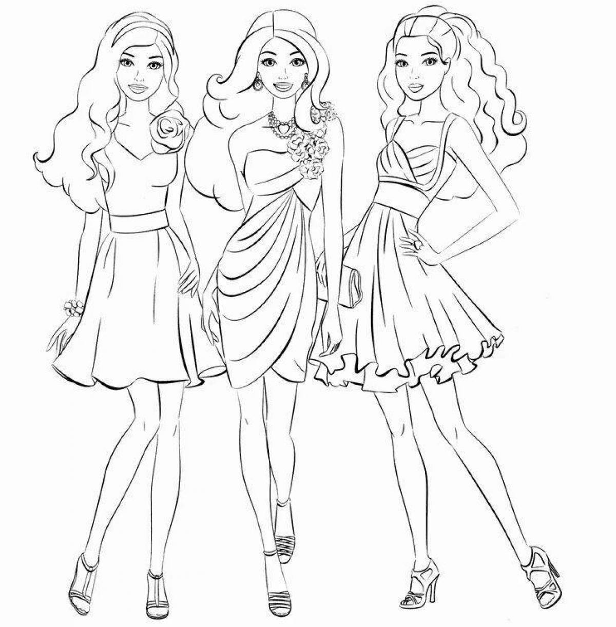 Adorable fashion girls coloring pages