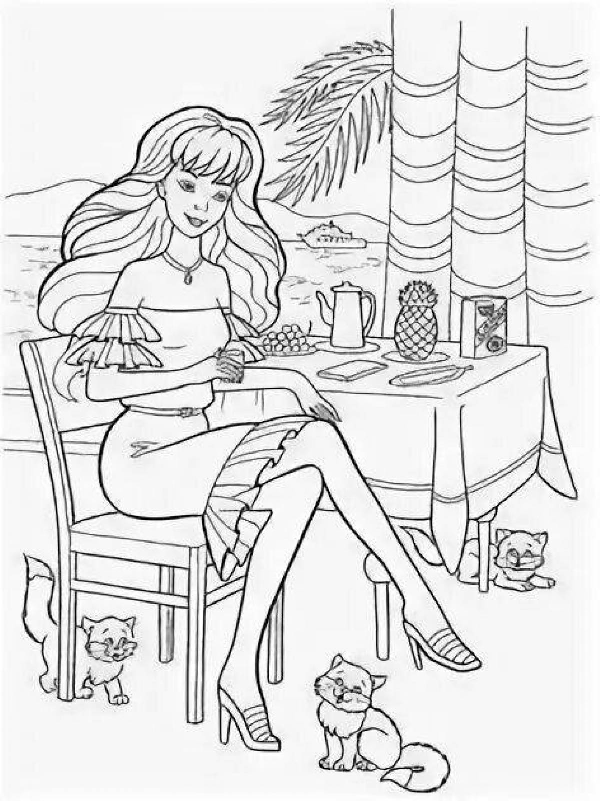 Coloring barbie sweet home