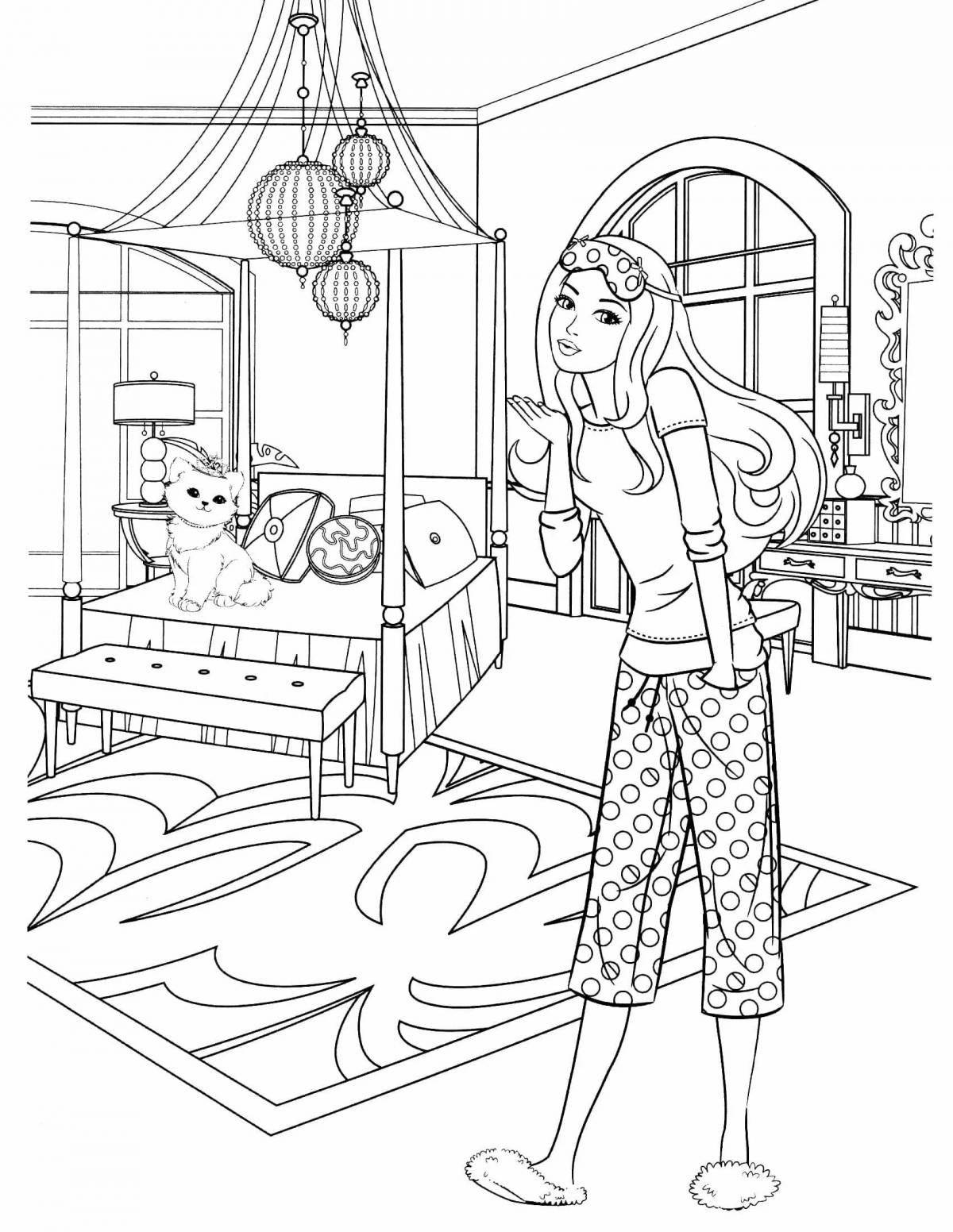 Barbie's stately home coloring page