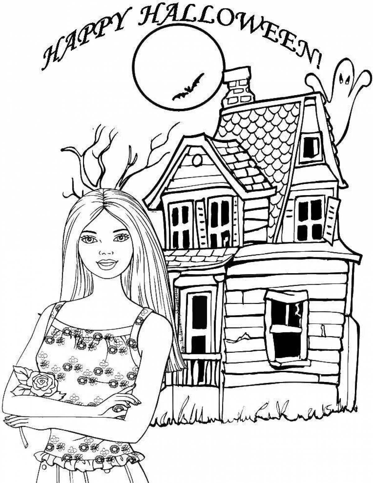 Coloring fantasy house barbie