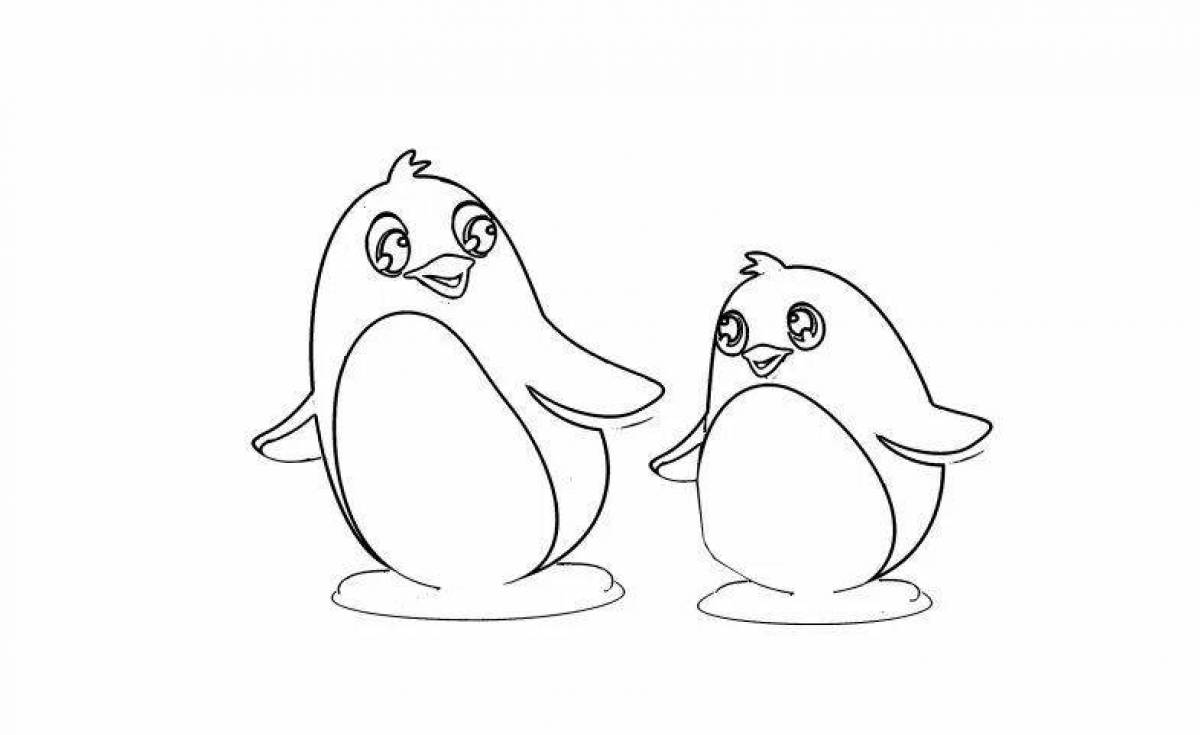 Coloring book funny cute penguin
