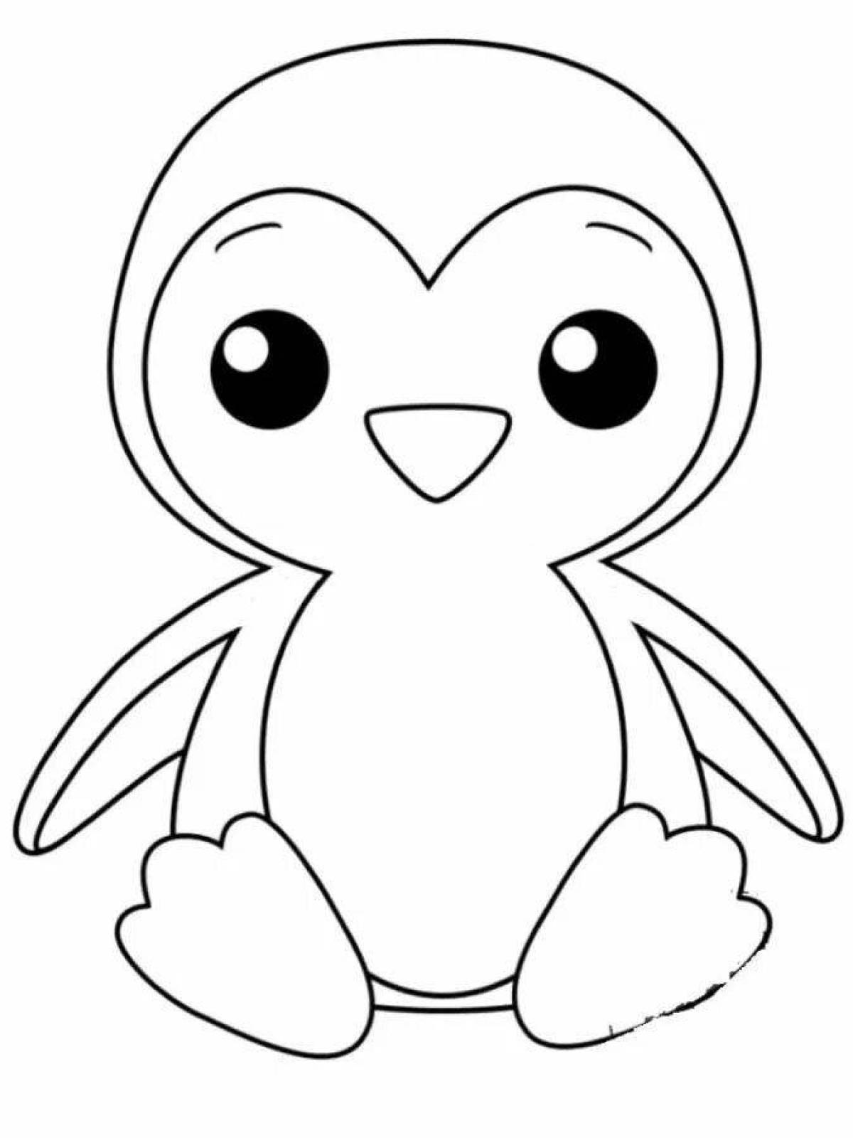 Coloring page cute and funny penguin