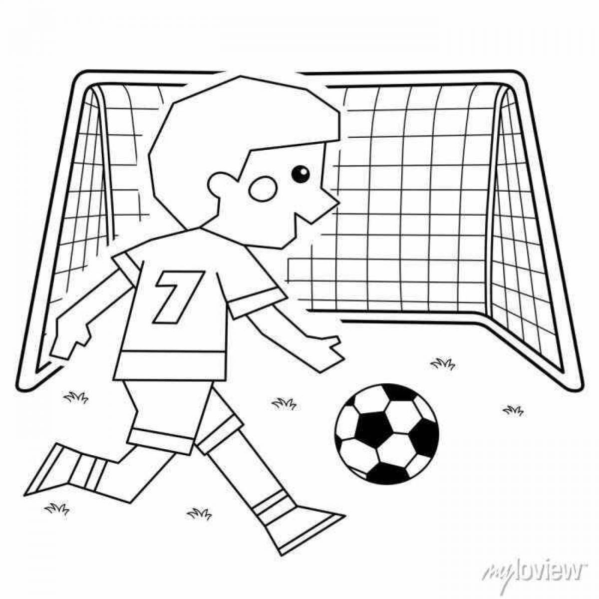 Coloring page funny football goal