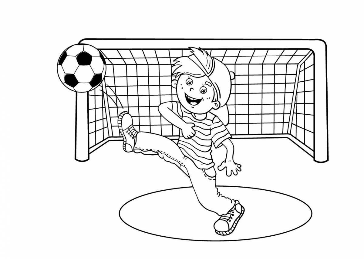 Intricate soccer goal coloring page