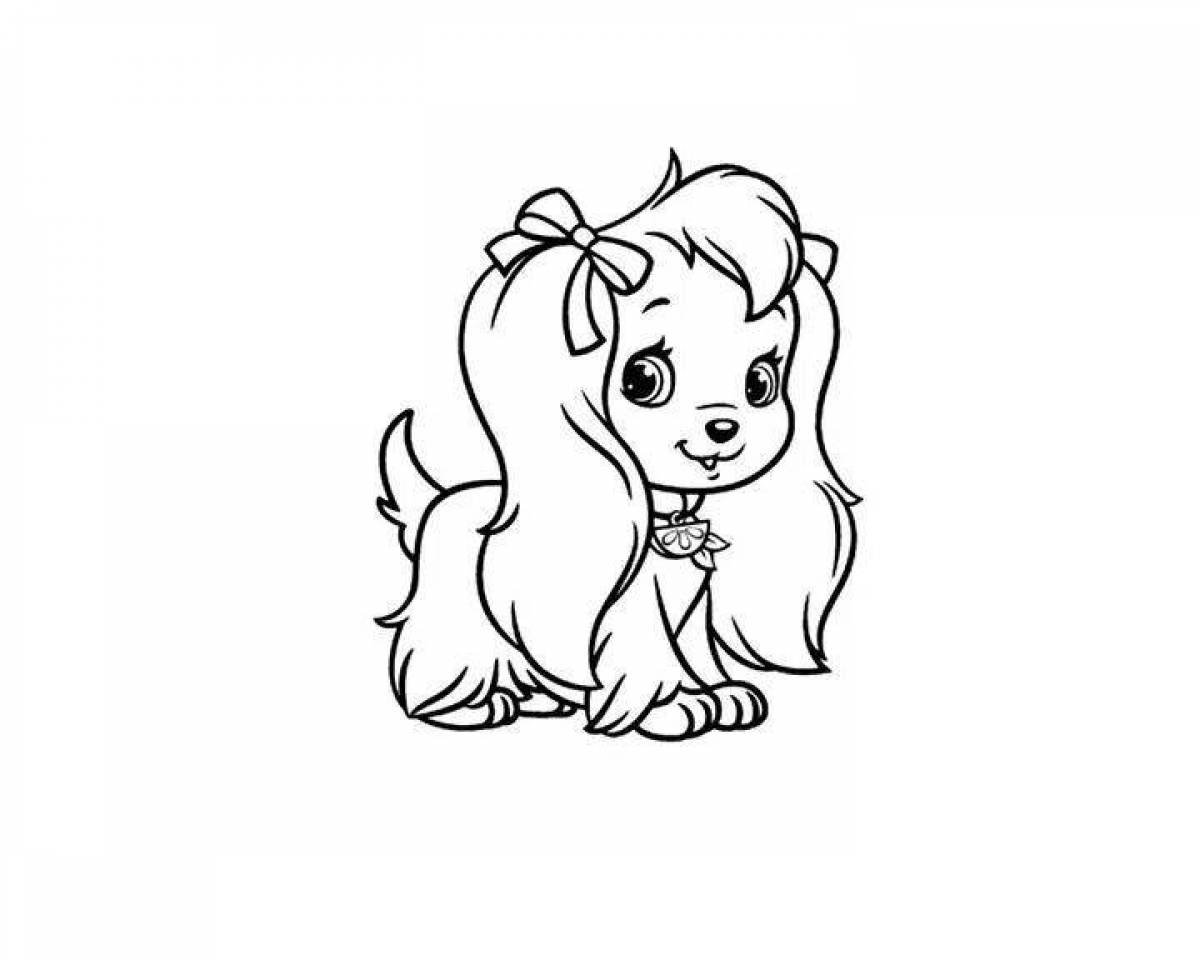 Adorable cute dog coloring book
