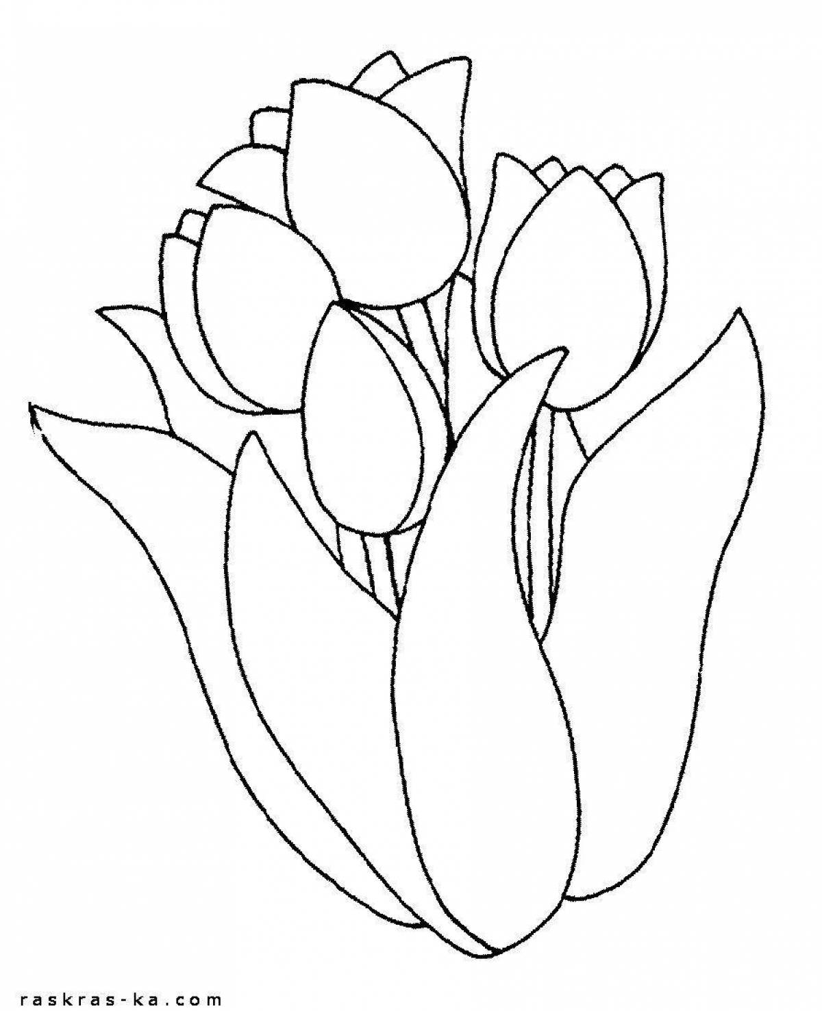 Coloring page joyful tulip