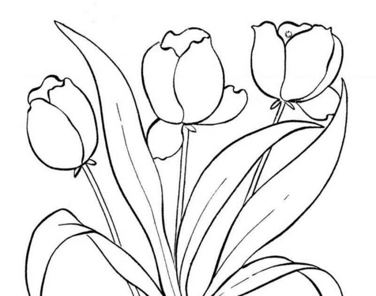 Blissful tulip coloring page