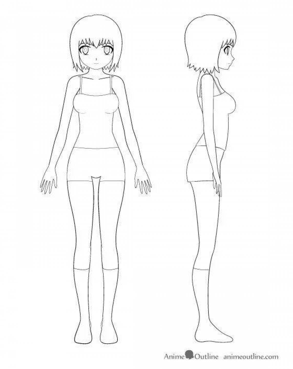 Delightful anime body coloring page
