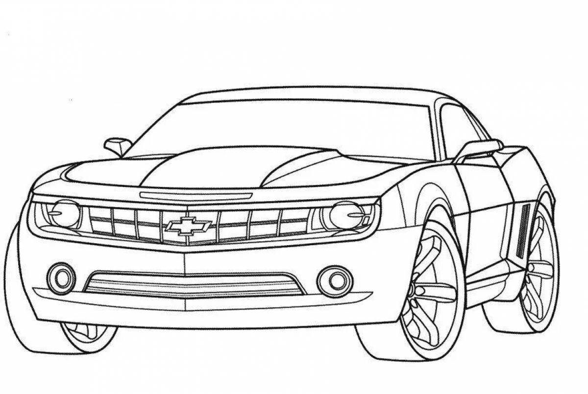 Coloring book gorgeous bumblebee car