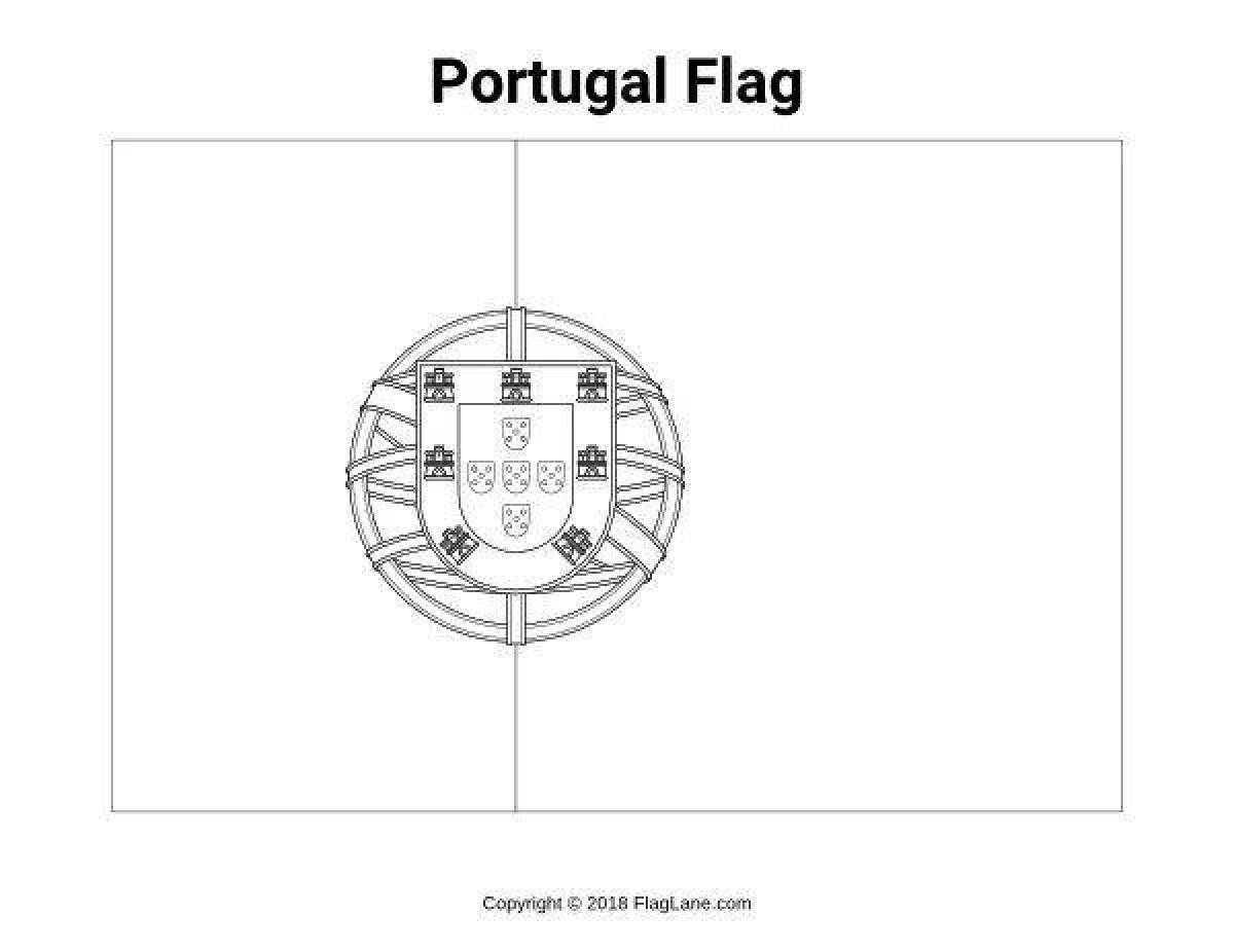 Coloring book with colorful flag of portugal