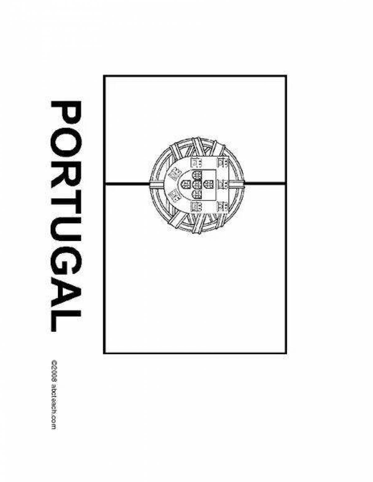 Animated coloring page of portugal flag
