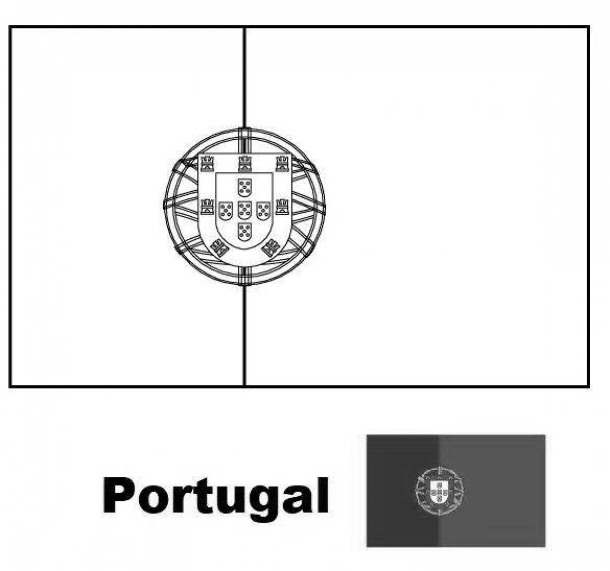 Стимулированная страница раскраски флага португалии