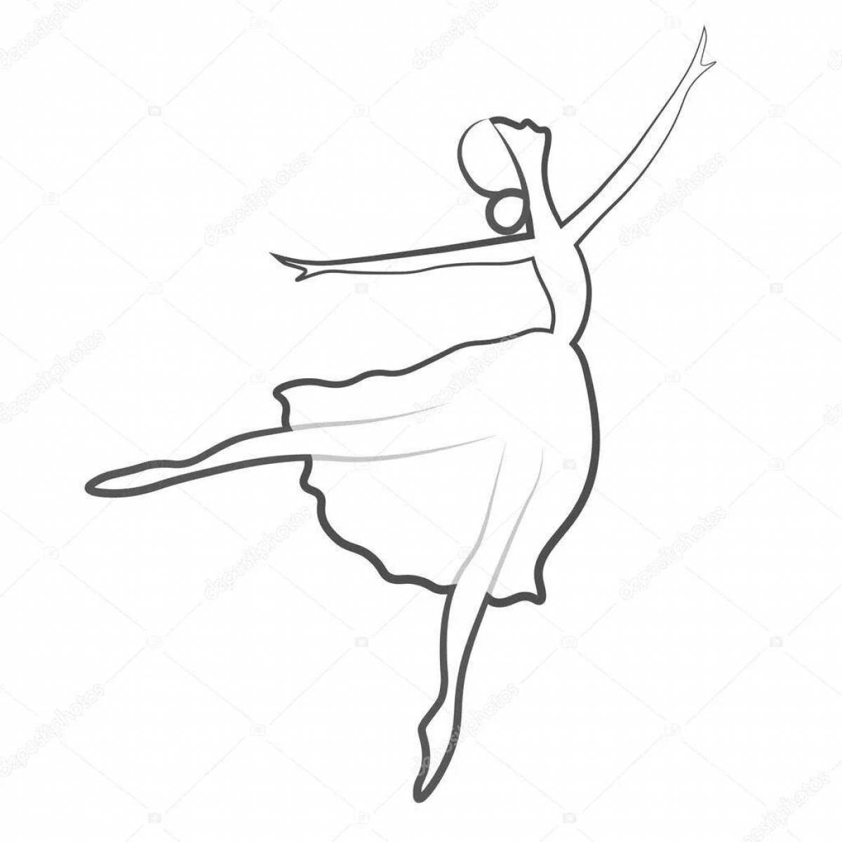 Coloring book silhouette of a beautiful ballerina