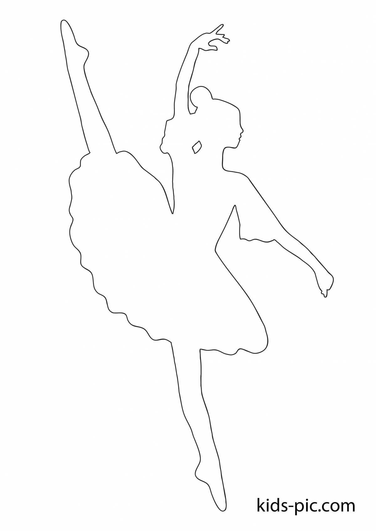 Coloring page elegant silhouette of a ballerina