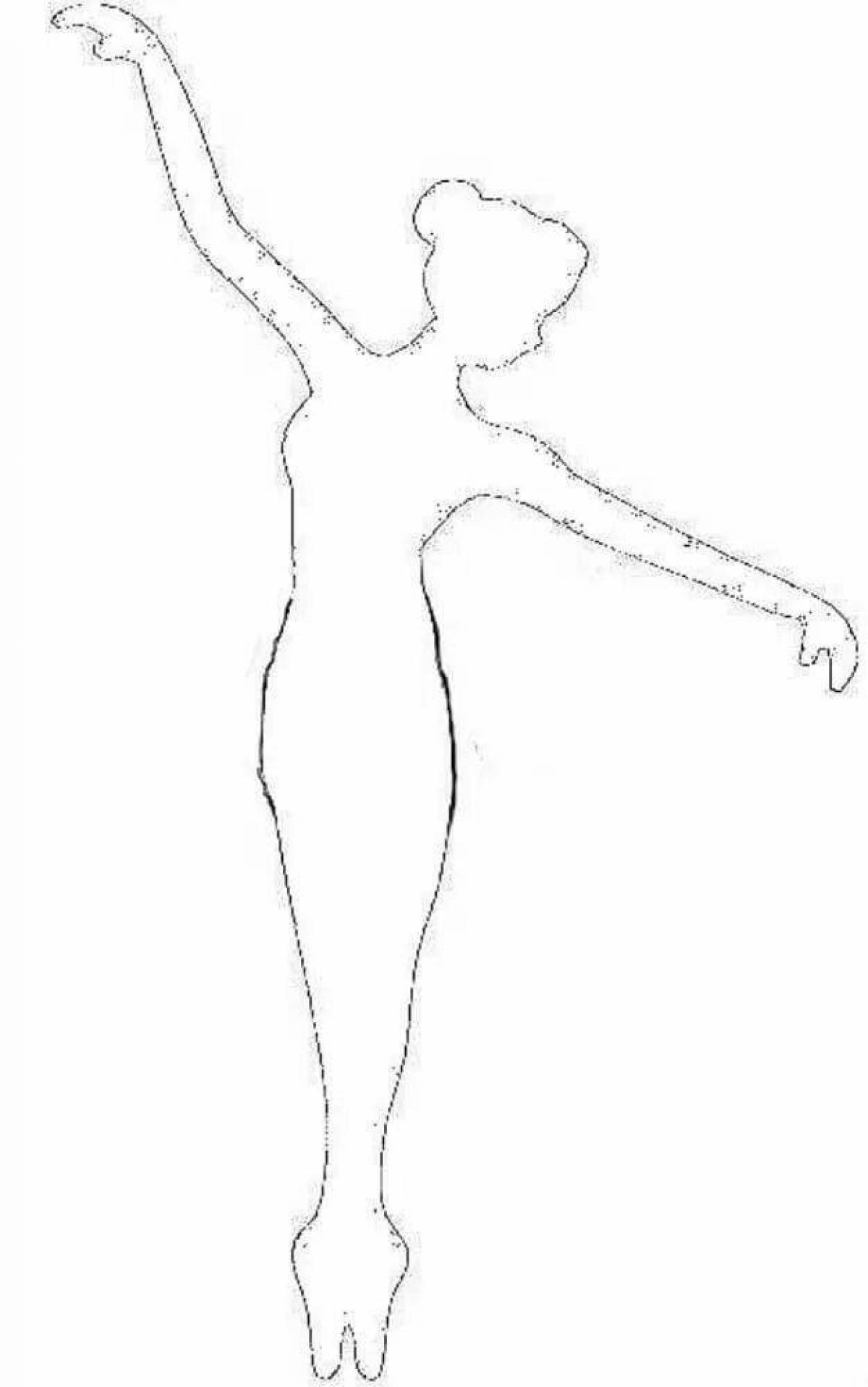 Coloring book silhouette of a graceful ballerina