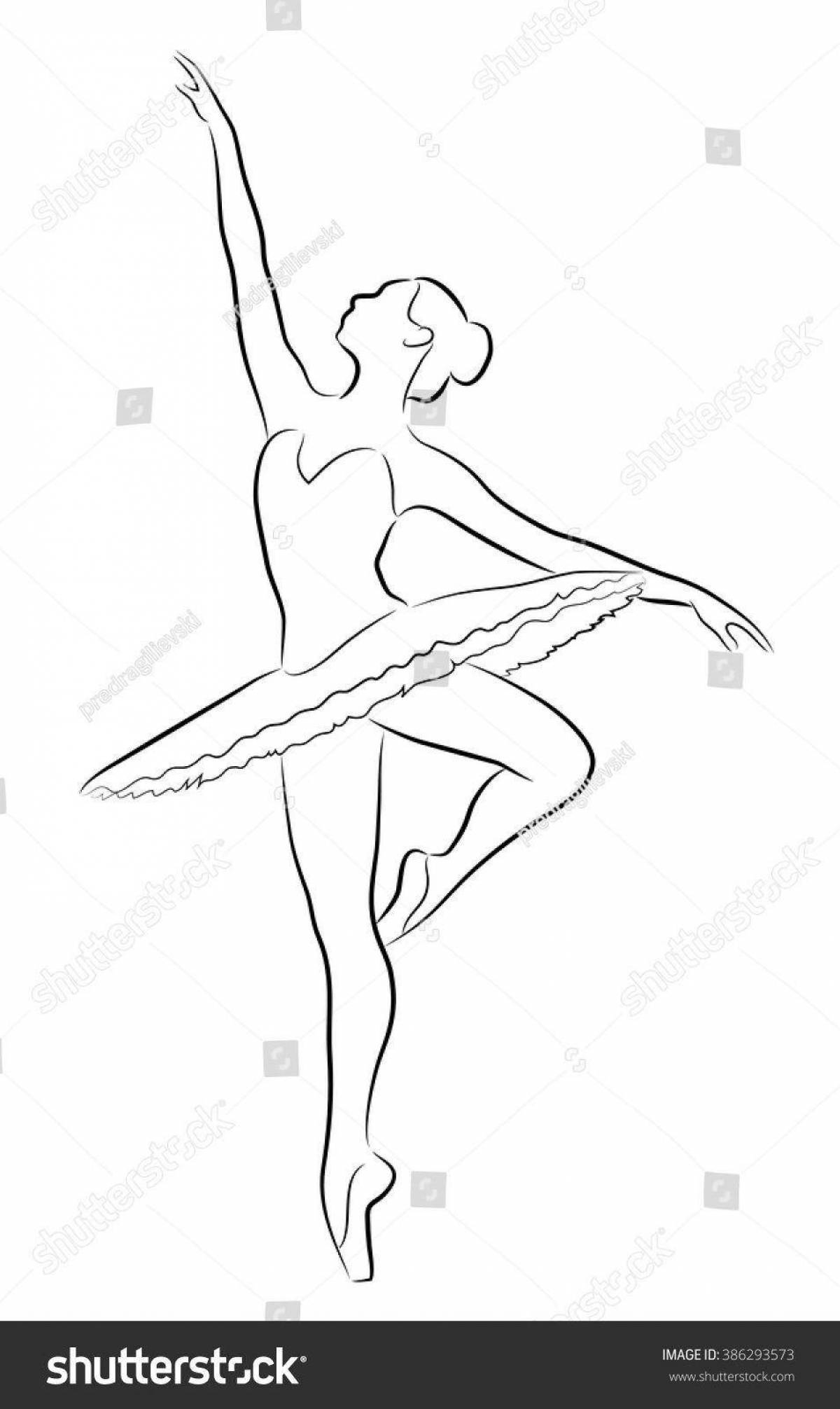 Coloring book silhouette of a glorious ballerina