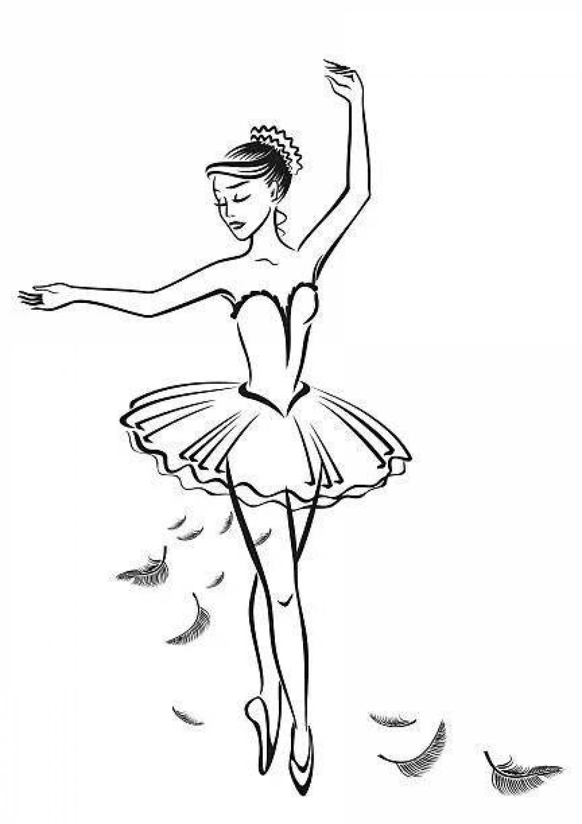 Coloring page playful ballerina silhouette