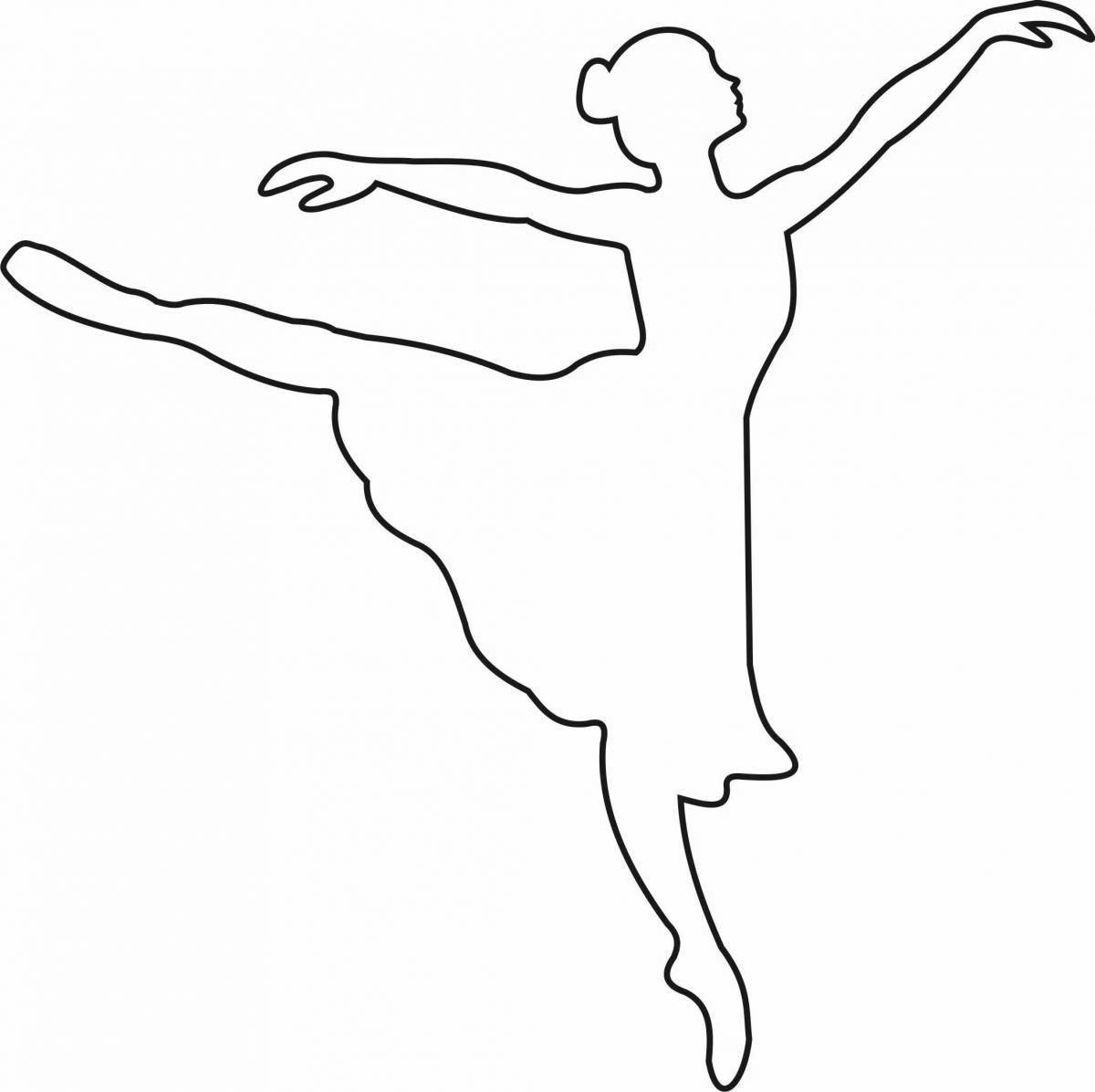 Coloring book silhouette of a cheerful ballerina