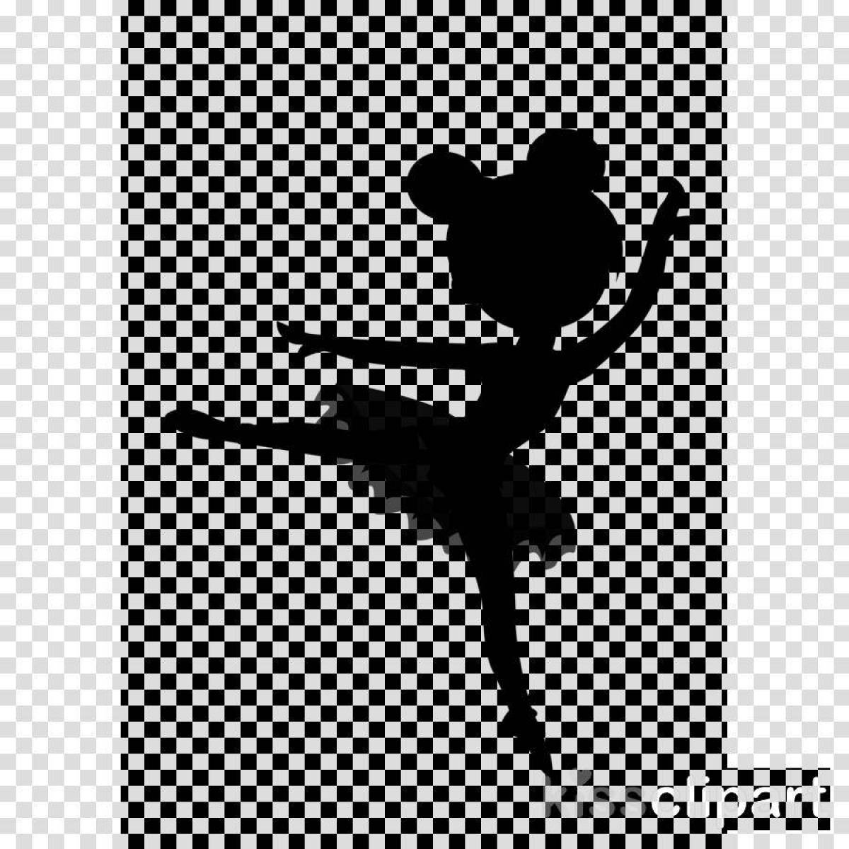Coloring page funny ballerina silhouette