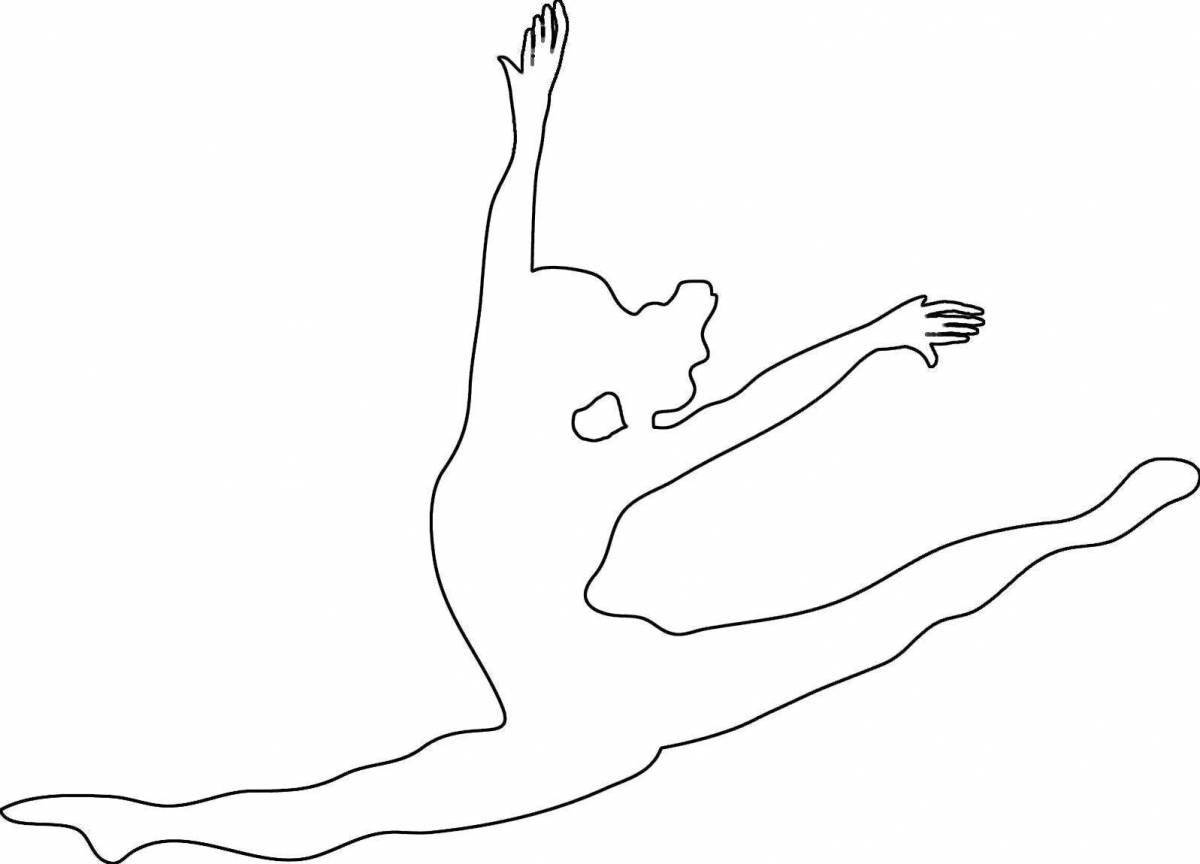 Coloring book silhouette of a colorful ballerina
