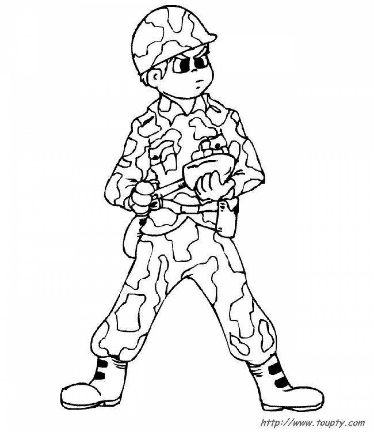 Coloring book distinctive soldier pattern