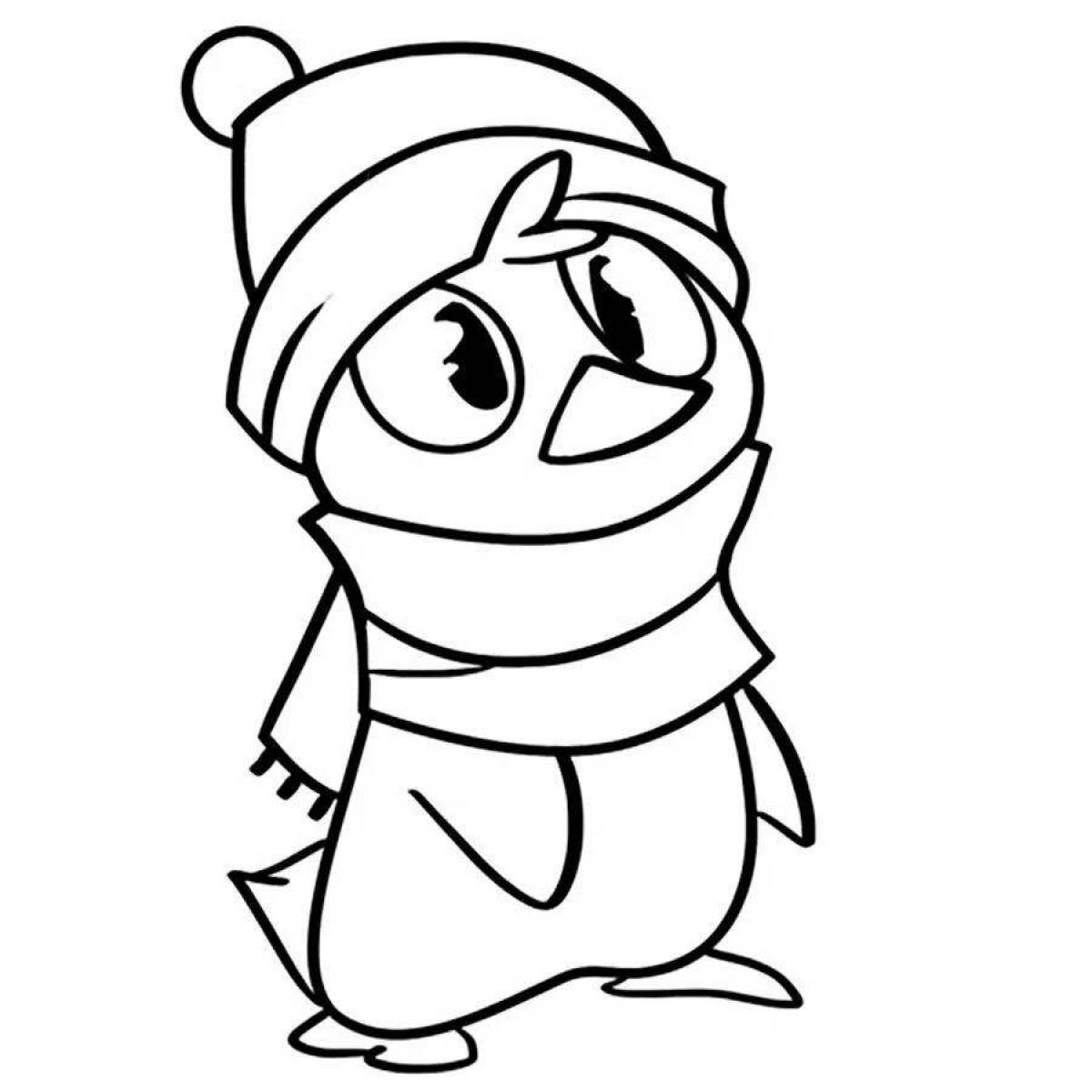 Coloring page festive christmas penguin