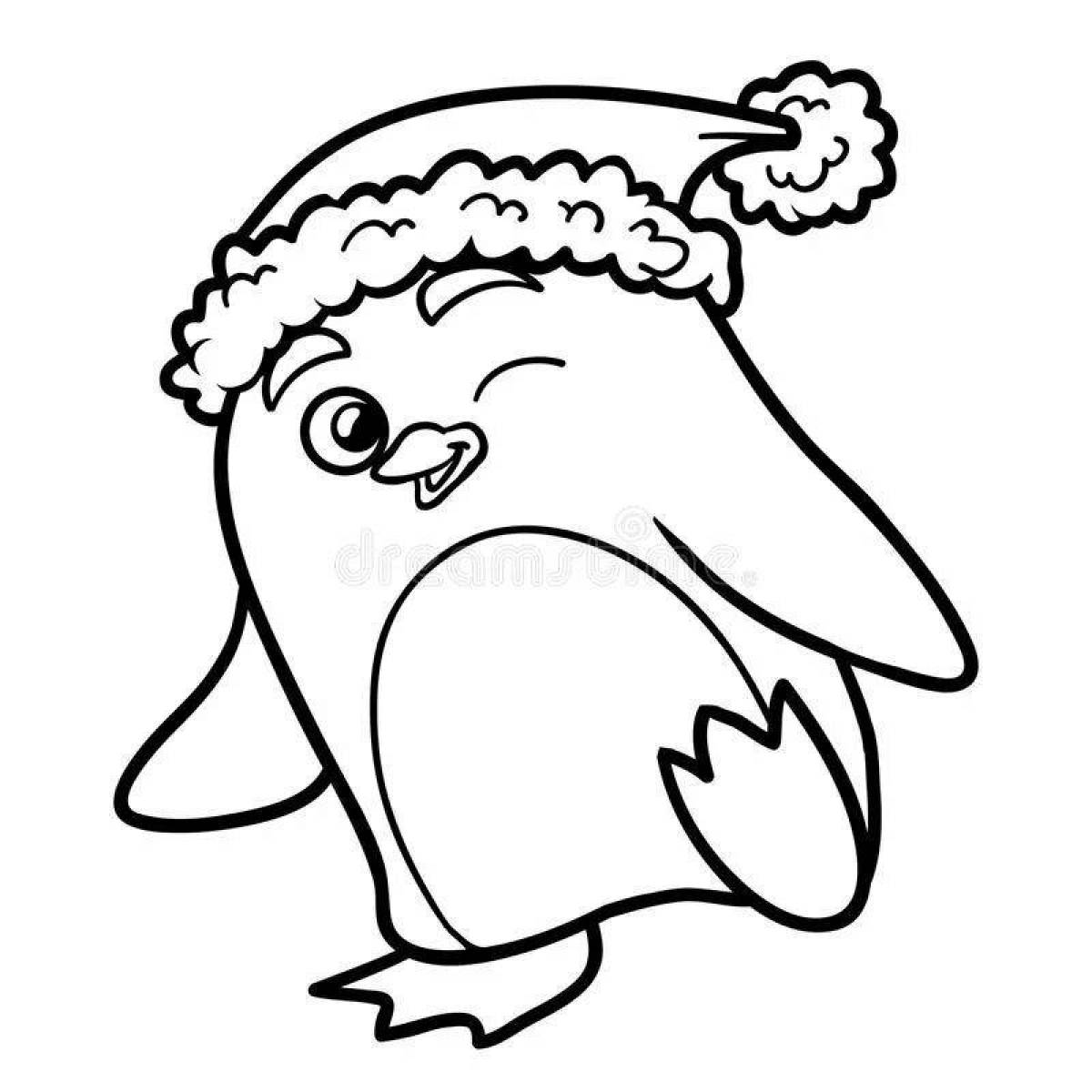 Coloring page happy christmas penguin