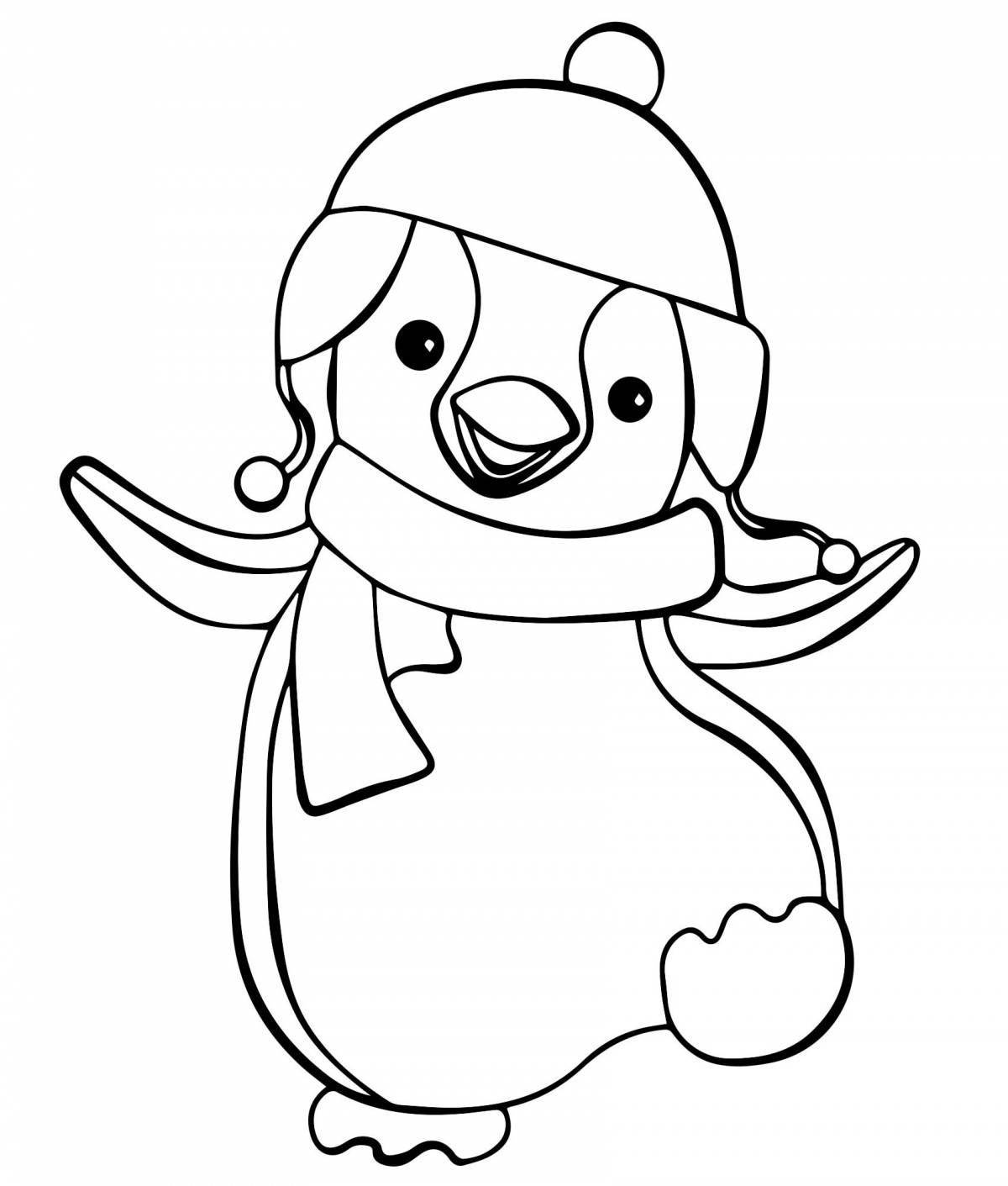 Coloring penguin merry christmas