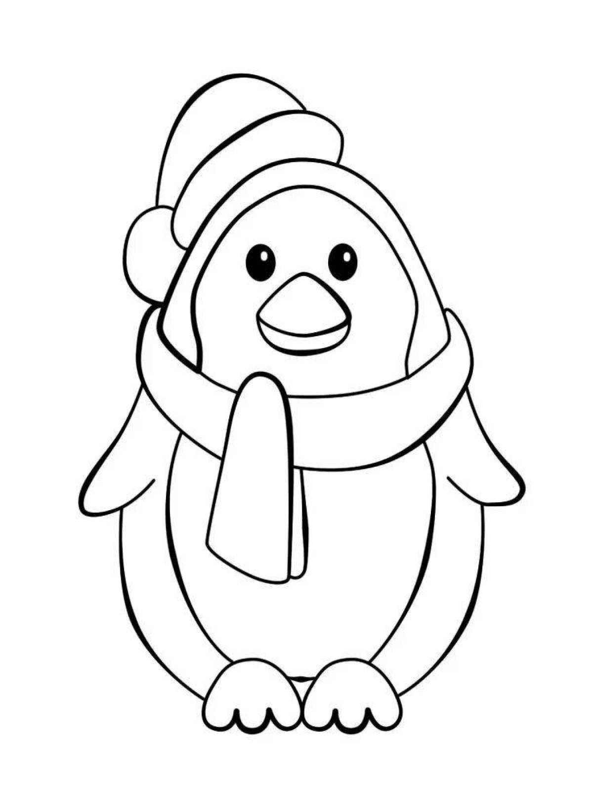 Coloring page shining christmas penguin