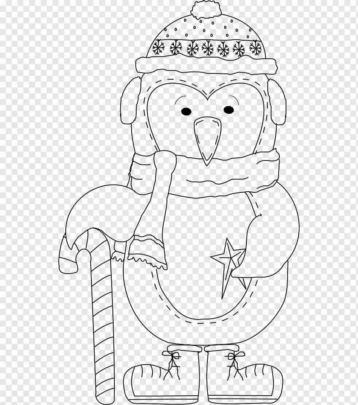 Fabulous Christmas penguin coloring page