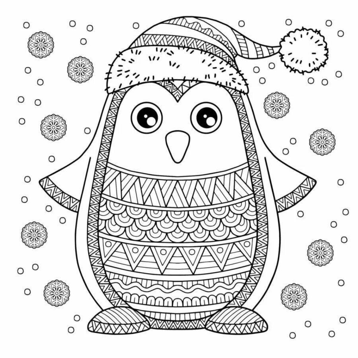Amazing Christmas penguin coloring book
