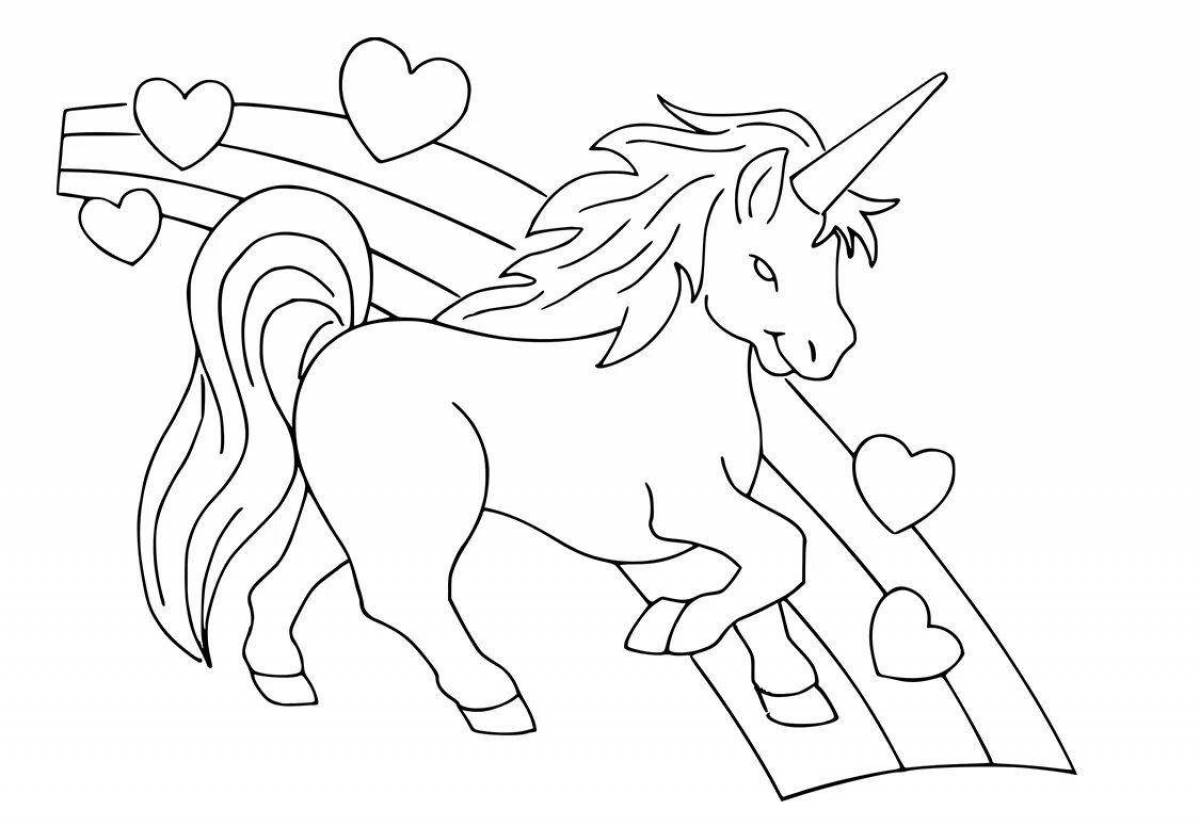 Adorable unicorn coloring page