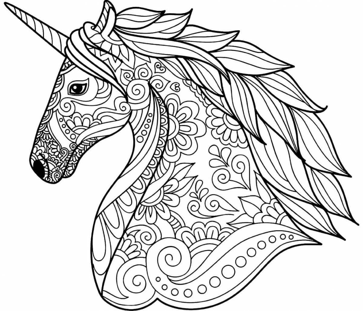 Rampant unicorn coloring page