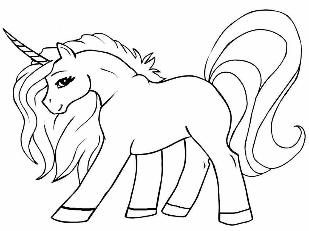 Playful unicorn coloring page