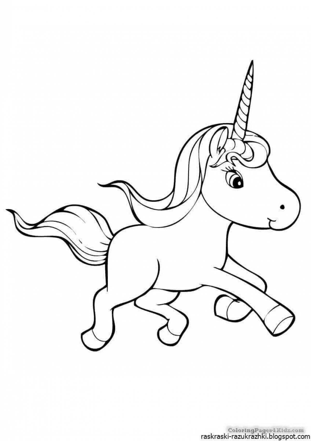 Colorful unicorn coloring page