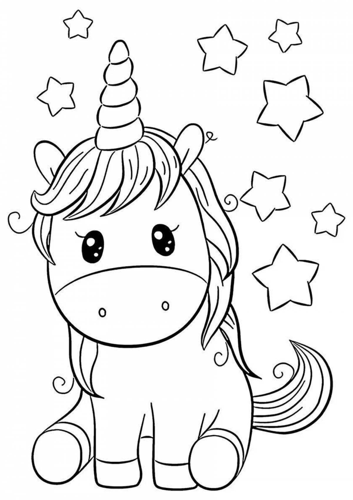 Coloring mystical unicorn